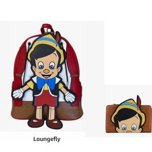 NWT! Loungefly Disney Pinocchio Marionette Mini Backpack and Matching Wallet!